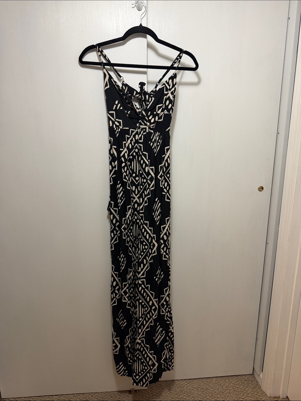 Rewind Black and Cream Geometric Jumpsuit